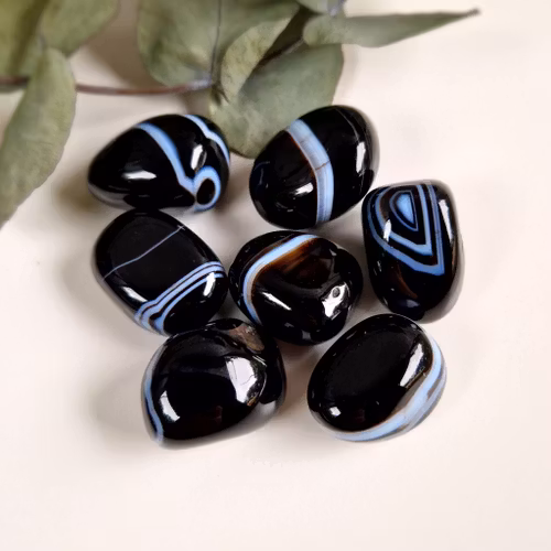 Trumlad svart bandad Agat  AA 16-23 g M