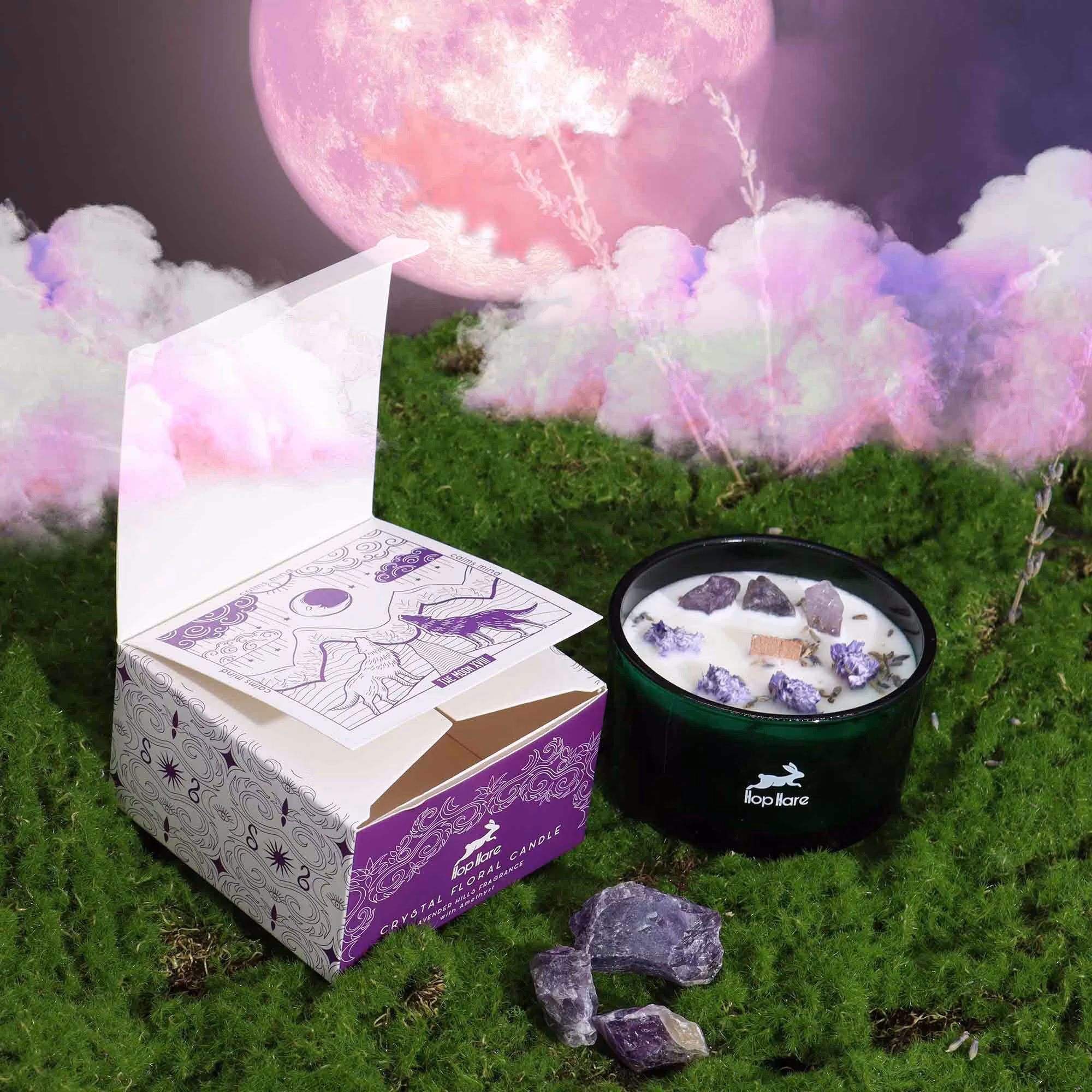 Doftljus Affirmationsljus Lavendel och Ametist. The moon