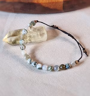 Armband med Trädagat och träpärlor i makrame, Onesize XS-L