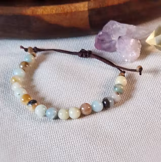 Armband med Amazonit och träpärlor i makrame, Onesize XS-L