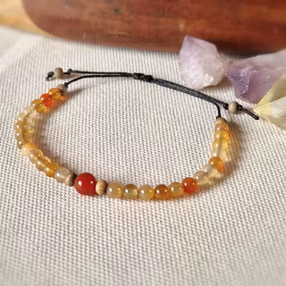 Armband med Karneol och träpärlor i makrame, Onesize XS-L