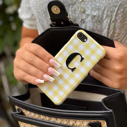 Yellow/white met metalen letter