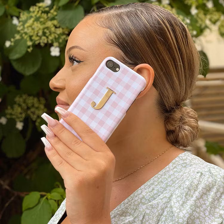 Pink/white met metalen letter