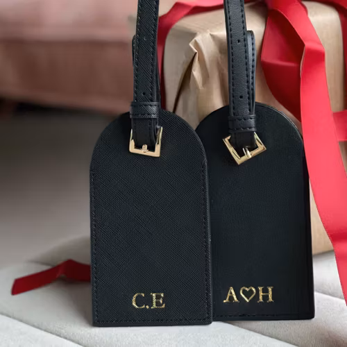 Travel tag- Black Saffiano