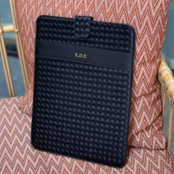 Gevlochten laptop case - zwart