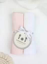 Muslinfiltar 2-pack Rosa/Vit