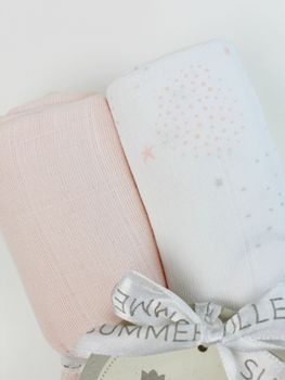 Muslinfiltar 2-pack Rosa/Vit