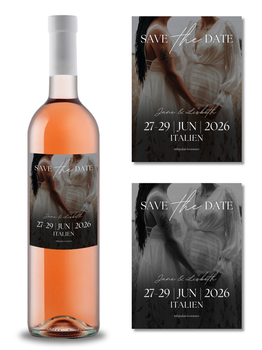 Flasketikett Save the Date, Eget foto