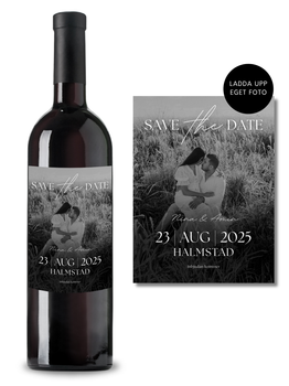 Flasketikett Save the Date, Eget foto