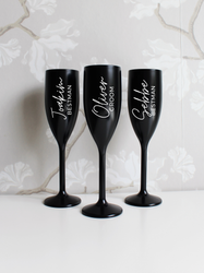 Svart Champagneglas med tryck
