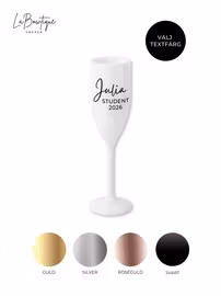Vitt Champagneglas med tryck, Student 2026