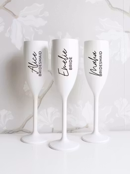 Vitt Champagneglas med tryck, Stil 1