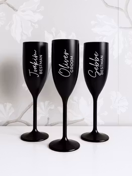 Svart Champagneglas med tryck, Stil 1