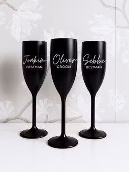 Svart Champagneglas med tryck, Stil 2