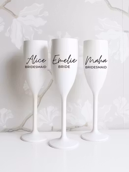 Vitt Champagneglas med tryck, Stil 2