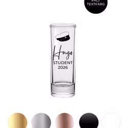 Shotglas med namntryck, Student 2026