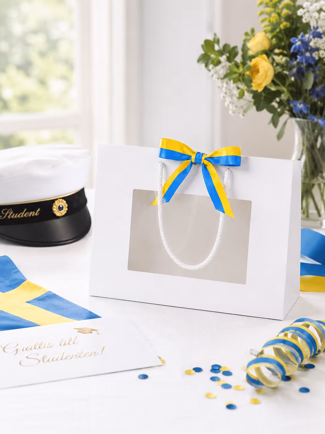 Presentpåse med fönster, Studenten