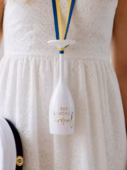 Vitt Champagneglas med tryck, Student 2026