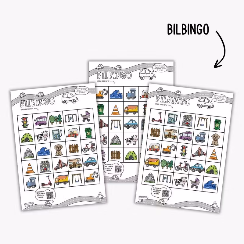 Bilbingo - Skriv ut 3 brickor