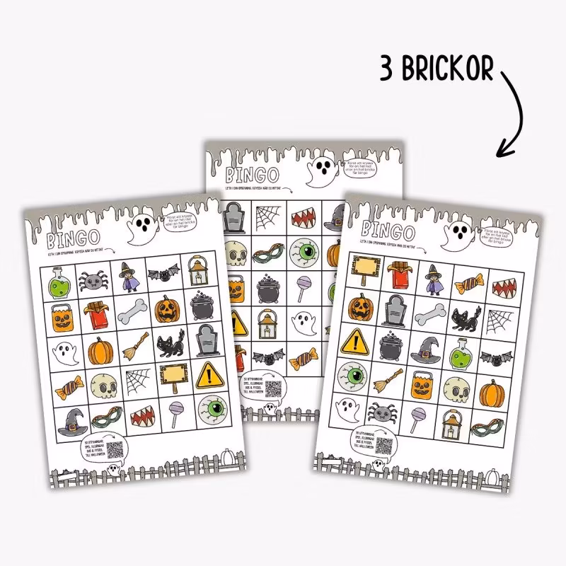 Halloweenbingo - Skriv ut 3 brickor
