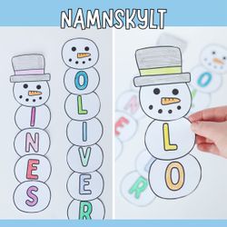 Pyssel - snögubbe som namnskylt