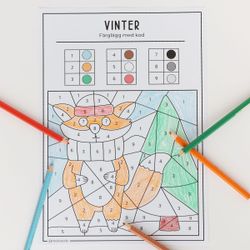 Färglägg med kod - Vinter