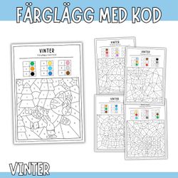 Färglägg med kod - Vinter