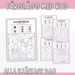 Färglägg med kod - alla hjärtans dag