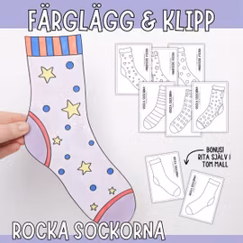 Rocka sockorna pyssel – Strumpor att skriva ut och färglägga