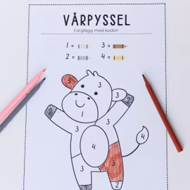 Färglägg med kod - vår (extra enkel)