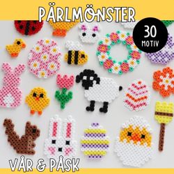 30 mönster till pärlplattor - tema påsk och vår