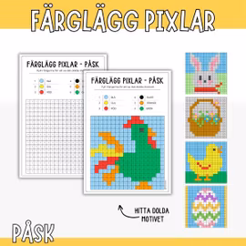 Påskpyssel - Färglägg pixelbilder