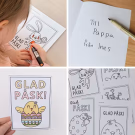 Påskkort att skriva ut (vikbara) - 5 motiv