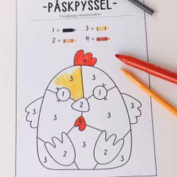 Färglägg med kod - påsk (extra enkel)