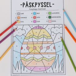 Påskpyssel - färglägg med kod