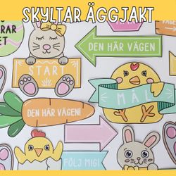 Äggjakt - skyltar för att hitta påskägget