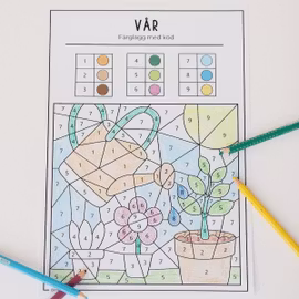 Färglägg med kod - Vår
