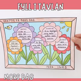 Mors dag present till mamma - Tavla med blommor att fylla i