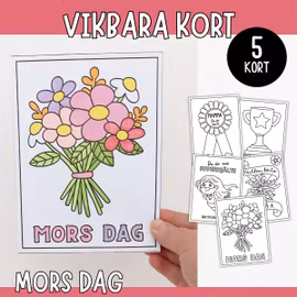 Mors dag-kort (vikbara) - 5 motiv att skriva ut