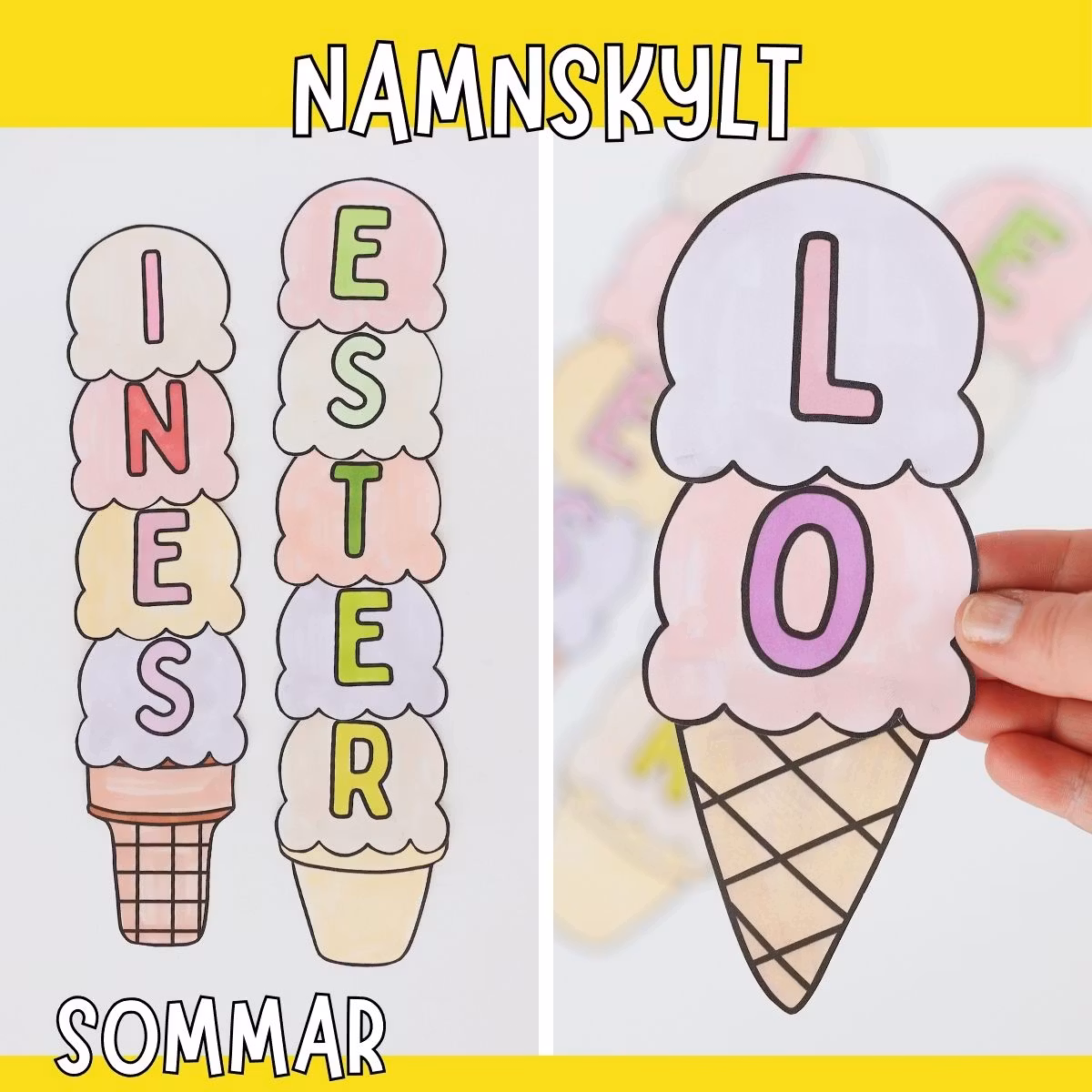 Pyssel - glass som namnskylt