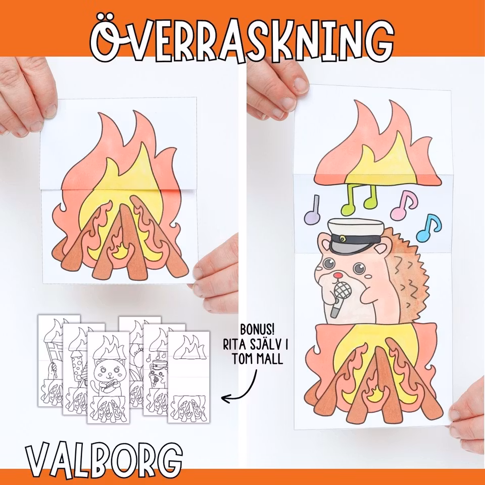 Öppna majbrasan - Pyssel till valborg - Pyssel för barn att skriva ut ...