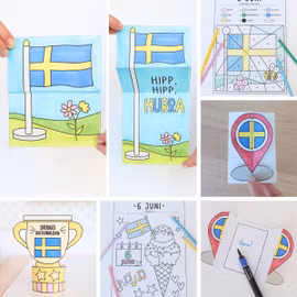 Nationaldagen pysselkit - 12 enkla pyssel att skriva ut (6 juni)