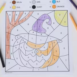 Färglägg med kod - Halloween