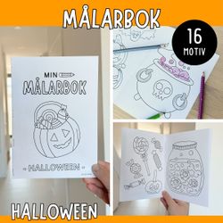 Målarbok halloween - 16 målarbilder att skriva ut