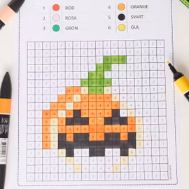 Halloweenpyssel för barn - Färglägg pixelbilder