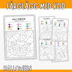 Färglägg med kod - Halloween