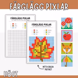Höstpyssel - Färglägg pixelbilder