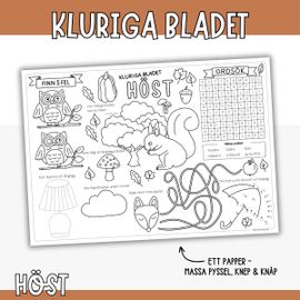 Pysselblad med kluringar för barn - Höst