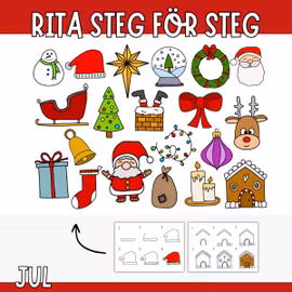 Lär dig rita julmotiv steg för steg - 20 motiv