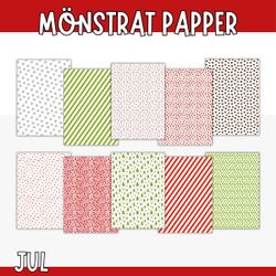 Mönstrat papper (jul) - skriv ut själv